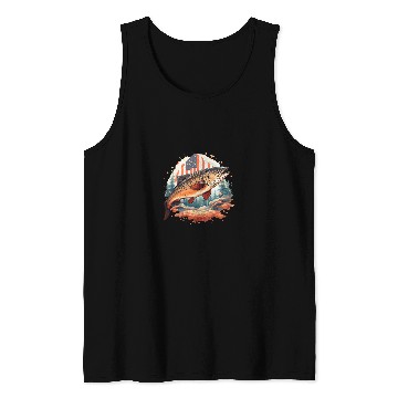 Discover Fishing Fun American US Flag With Fly Fishing Brook Trout Fish 11 Tank Tops