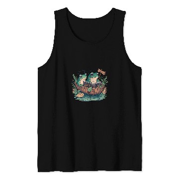 Discover Frog Pet Book Funny Retro Frog Toad Cottagecore Aesthetic Book Lover Tank Tops