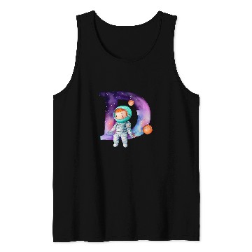 Discover Astronaut Job Space Astronaut Letter D Name Monogram Initial Galaxy Planet Tank Tops