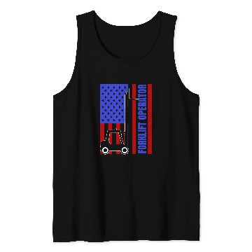 Discover Forklift Fun Driver Certified Operator American Flag Patriotic Tank Tops