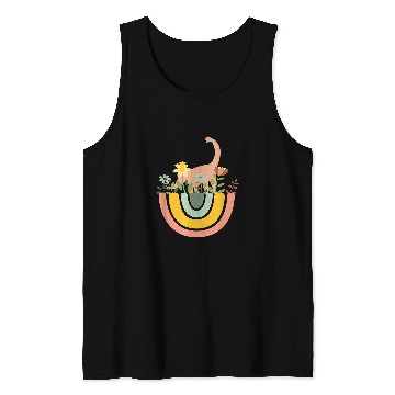 Discover Dinosaur Pet Brontosaurus Dino Rainbow Boho Bohemian Flowers Floral Tank Tops