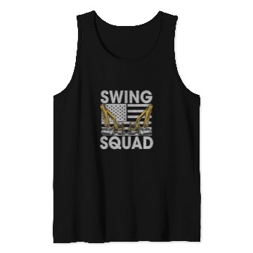 Discover Excavator Fun Swing Squad US Flag Construction Workers Construction Site Digger Driver Tank Tops