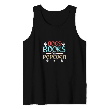 Discover Book Fun Dogs Books and Popcorn 1 Tank Tops