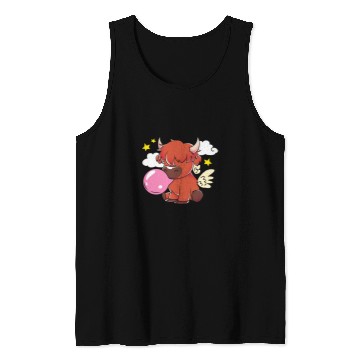 Discover Cow Pet Funny Scottish Farm Animal Pink Bubblegum Cute Highland Cow Tank Tops