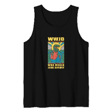 Discover Dinosaur Pet WWJD Who Would Jesus Devour a Jesus Trex Tank Tops