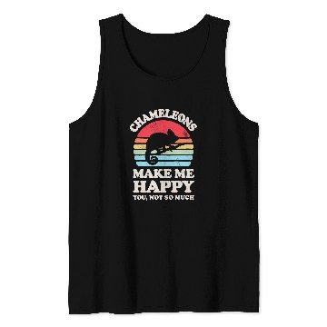 Discover Chameleon Pet Make Me Happy Funny Lizard Reptile Lover Retro Tank Tops