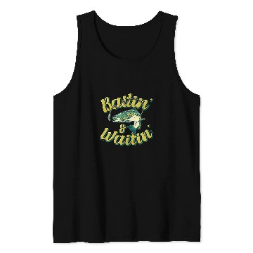 Discover Fishing Fun Baitin and Waitin Trout Fishing Lakes Hunting Fisherman Tank Tops