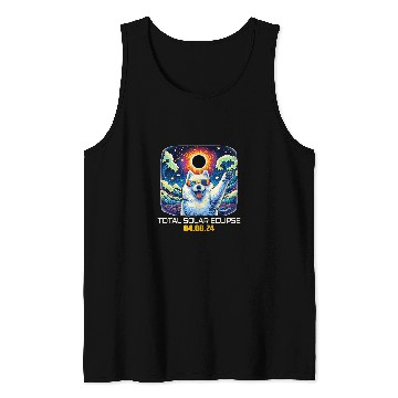 Discover Samoyed Pet Dog Taking Selfie Solar Eclipse Tank Tops