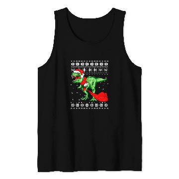 Discover Dinosaur Pet with Santa Hat Ugly Christmas Pajamas Sweater T Rex Tank Tops