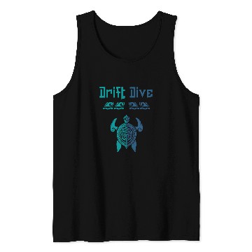 Discover Turtle Pet Drift Dive Polynesian Turtle Funny Scuba Diving Tank Tops