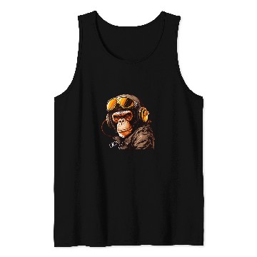 Discover Gorilla Pet Monkey Ape In Jacket Sunglasses Pilot Flight Racing Tank Tops