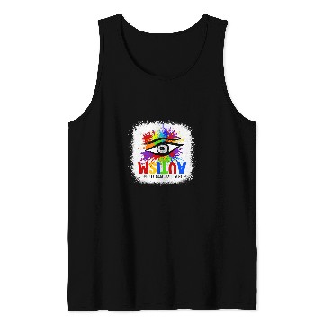 Discover Autism Puzzle Bleached AUTISM seeing the world differently Eye Painting Tank Tops