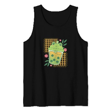 Discover Frog Pet Cottagecore Aesthetic Frog Green Bubble Tea Cute Kawaii Tank Tops