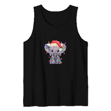 Discover Elephant Mammal Christmas Light Funny Elephant Lover Xmas Tank Tops
