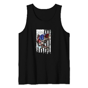 Discover Fishing Fun Bass Fish American Flag 75 Tank Tops