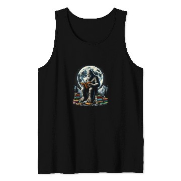 Discover Book Fun Bigfoot Reading Book Sasquatch Reader Book Lover Reading Tank Tops