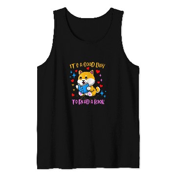 Discover Book Fun Its a Good Day To Read Book Kawaii Anime Dog Reading Funny Tank Tops