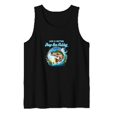 Discover Fishing Fun Deep Sea Fishing Sea Ocean Fish Trout Calico Bass Tank Tops