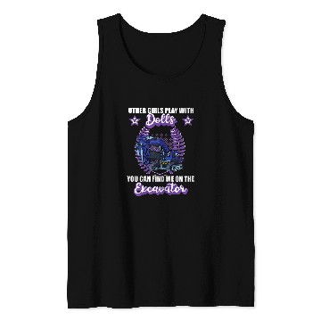 Discover Excavator Fun driver vehicles construction site saying Tank Tops