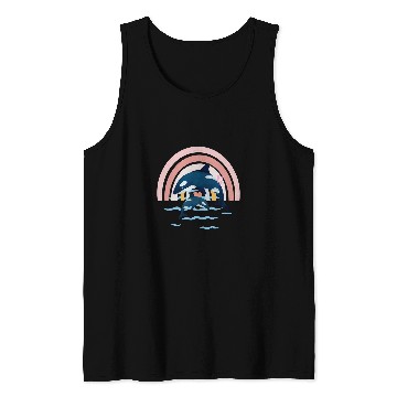Discover Whale Pet Killer Orca Whale Family Jumping Rainbow Funny 9 Tank Tops