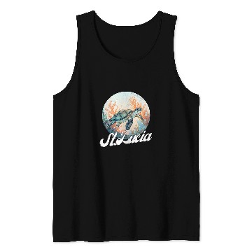 Discover Turtle Pet St Lucia Patriotic Turtle Illustration Tank Tops