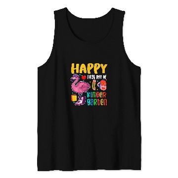 Discover Flamingo Pet Kids Funny Happy First Day Of Kindergarten Kinder Pink Tank Tops