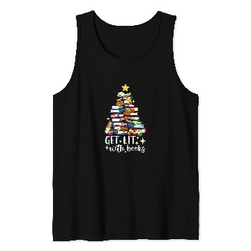 Discover Book Fun Get Lit With Books Christmas Tree Hanukkah Read Tank Tops