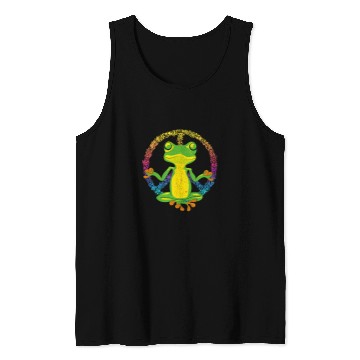 Discover Frog Pet Peace Sign Yoga Frogs Cool Peace Frog Tie Dye Tank Tops