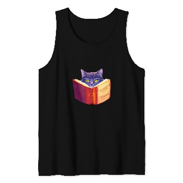 Discover Book Fun Cat Reads Book Maine Coon Cat Holder Persian Cat Tank Tops