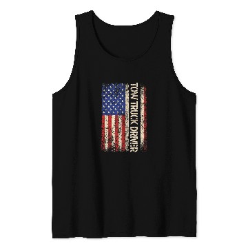 Discover Tow Truck Driver USA American flag Towing Dad Men Tee Tank Tops