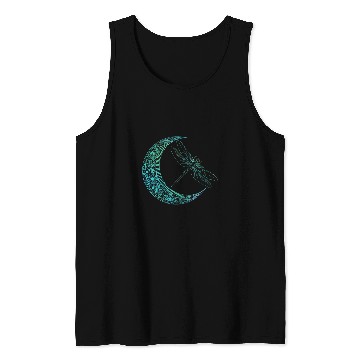 Discover Crescent Moon And Dragonfly 2Wildlife Insects Entomologist Tank Tops