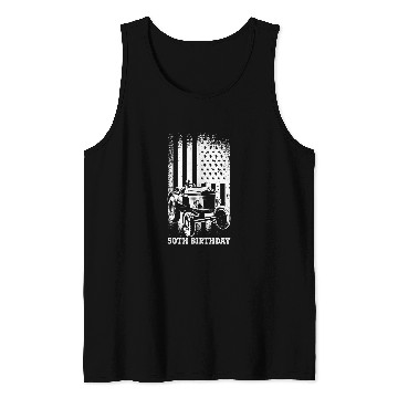 Discover Tractor Fun driving 50th Birthday 50 Years US Flag Tractor Driver Tank Tops