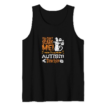 Discover Autism Puzzle Cat Autism Black Cat Halloween You Can not Scare Autism Teacher Tank Tops