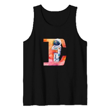 Discover Space Astronaut Letter E Name Monogram Initial Galaxy Planet Tank Tops