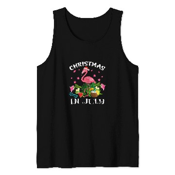 Discover Flamingo Pet Christmas In July Tee Pink Tank Tops