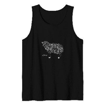 Discover Sheep Pet Hand Drawn Artistic Art White Tank Tops