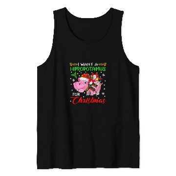 Discover Hippo Pet I Want A Hippopotamus For Christmas xmass Lights Santa Hippo 332 Tank Tops