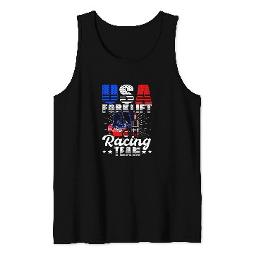 Discover Forklift Fun USA Forklift Operator Racing Team Warehouse Worker Tank Tops