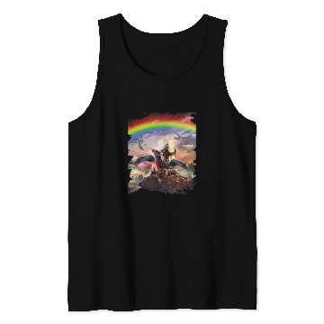 Discover Sloth Pet Riding Dragon Space Rainbow Dinosaur Tank Tops