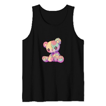 Discover Bear Pet Kawaii Pastel Goth Creepy Cute Witchy Patchwork Teddy Bear Tank Tops