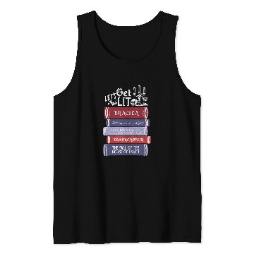 Discover Book Fun Lets Get Lit vintages Horror Book Lovers Bookworm Reading Tank Tops