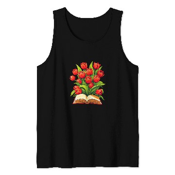 Discover Book Fun Tulips Flowers Book Floral Tank Tops