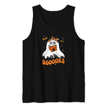 Discover Book Fun Booooks Cute ghosts Reading Library Books Halloween Teacher Tank Tops