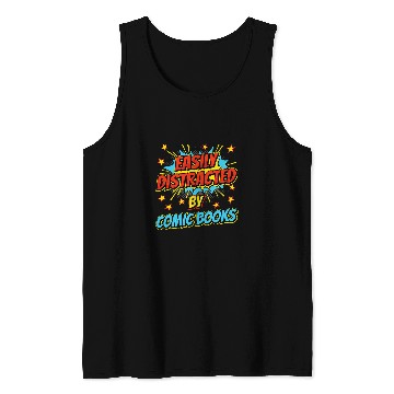 Discover Book Fun Comic Book Comics Men Women Easily Distracted By Comic Tank Tops
