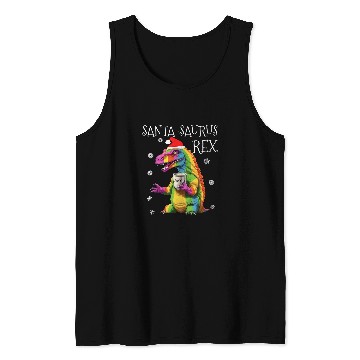 Discover Coffee Fun SantaSaurus rexs Funny Rainbow Dinosaur Coffee Christmas Tank Tops