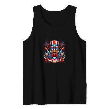 Discover Duck Pet 4th of July Fireworks Firequacker Patriotic Duck Tank Tops