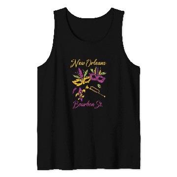 Discover French New Orleans Mardi Gras Souvenir Bourbon Street Tank Tops