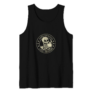 Discover Coffee Fun More Espresso Less Depresso Funny Skeletons Coffee Tank Tops