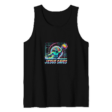 Discover 80s Vaporwave Jesus Saves Water Polo Tank Tops