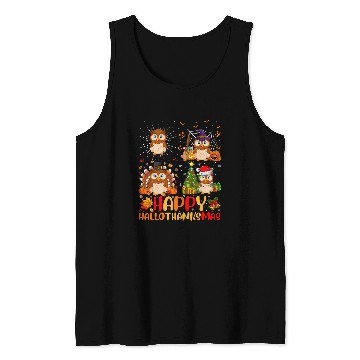 Discover Owl Pet Halloween Thanksgiving Christmas Barn Owl Hallothanksmas Tank Tops